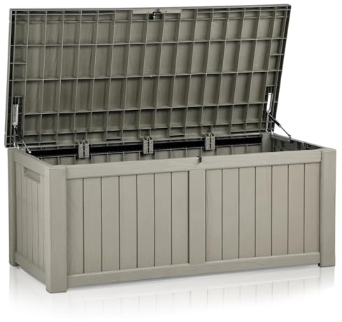 InTheMarket Große Aufbewahrungsbox für den Außenbereich mit abschließbarem Deckel – wetterbeständiges Harz oder Polypropylen – 118 l bis 880 l – wasserdichte Deckbox für Terrasse, Garten, Garage