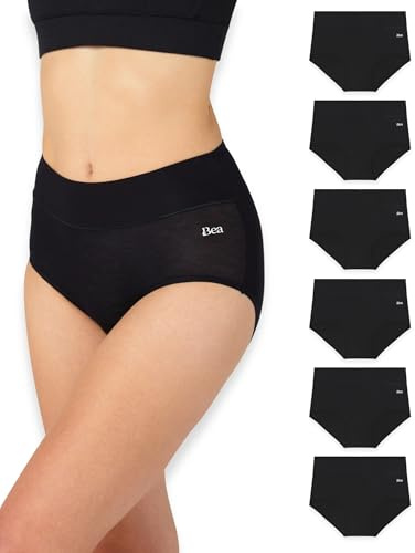 Bea 6-pack Bamboo High Waisted Women's Underwear - Super Soft, Breathable, Slight Tummy Control Knickers