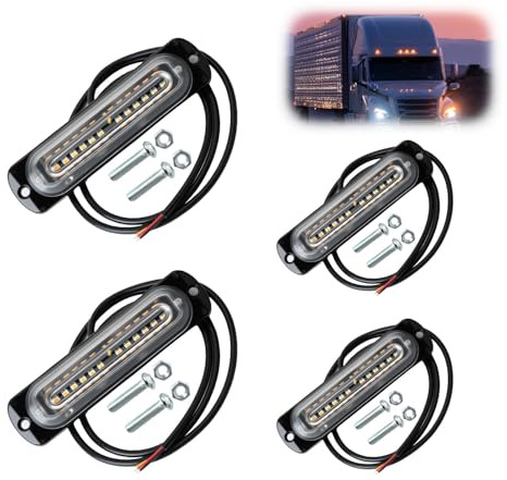 4pcs 12-24V Ultra Sottile Lampeggiante, indicatori di direzione a LED con 22 modalità di lampeggio, lampeggiante anteriore arancione 12V, 12W per luce, luce di emergenza per camion