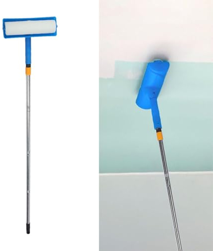 10 Inch Ceiling Paint Roller Lightweight Sturdy Reusable, Ceiling Paint Roller with Guard and Exnsion Pole Smoother Application, Coer for Painting
