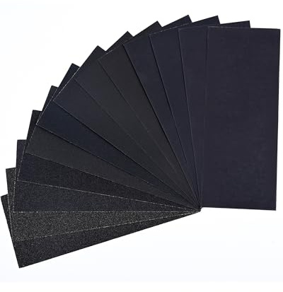 16Pcs 23x9.3cm Waterproof Sandpaper for Woodworking 80/120/180/240/320/400/600/1000 Grit Sanding Sheet, 9x3.6 Inch Wet Dry Sanding Paper for Home DIY, Crafts, Automotive