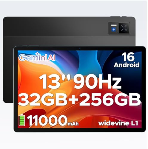 DOOGEE U13 FHD+ Tablet 13 Pollici Android 16, 32GB RAM+256GB ROM(TF 2TB) 11000mAh 18W, 2.2GHz UNISOC T7280 Octa-Core Gaming Tablet, 90Hz Widevine L1/13MP/BT 5.0/5Ghz WiFi/GPS/4 Altoparlanti