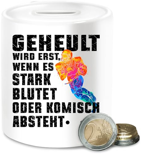 Spardose - Spardosen - Geheult Wird erst wenn es stark blutet American Football Spruch Geschenke American Football Gifts I - Unisize - Weiß