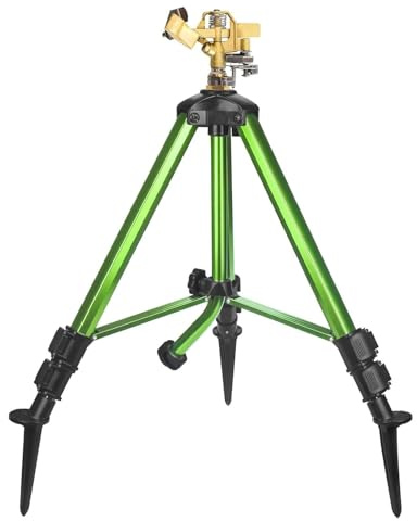 Aspersor de jardín, base de trípode, cabezal giratorio de 360 grados, herramienta de riego de área grande, sistema de riego ajustable con estacas para familiares, amigos, jardineros, entusiastas de la