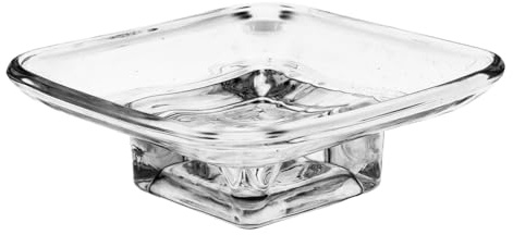 BESPORTBLE Glass Soap Dish Holder with Drainage Decorative Soap Tray for Bathroom Kitchen Shower and Elegant Square Design for Sink and Bathtub Use