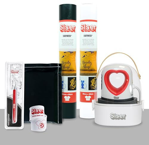 Siser Baby Press Essential-Paket – Enthält eine Mini-Heißpresse, 2 Rollen EasyWeed-Thermovinyl, Zubehör für die Anwendung und Übertragung