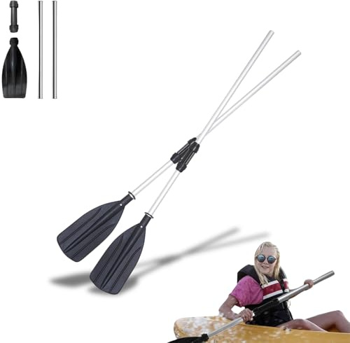 Hominas Pagaies de Canoë Réglables et Amovibles 2 Pièces 126 cm Rames de Kayak en Alliage D'aluminium Pagaies de Sports Nautiques pour Bateau Gonflable, Dériveur, Radeau