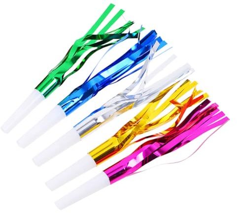 TOBBOMEY Silbatos Metálicos para 18 Unidades Flecos de Colores Vibrantes, Matracas de Fiesta Ruidosas para Cumpleaños, Navidad y Bodas, Juguetes Pequeños para Fiestas Color Color Aleatorio