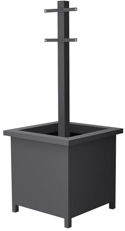 ML-Design Support de Boîte aux Lettres Anthracite avec Bac à Plantes, Hauteur 120 cm, Structure Métallique Stable, Autoportant et Résistant aux Intempéries, Fixation Verticale pour Modèles Standard