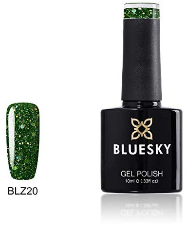 Bluesky Gel Nail Polish, Lime Tree Blz20, Green Glitter, Long Lasting, Chip Resistant, 10 ml (Requires Curing Under UV LED Lamp)