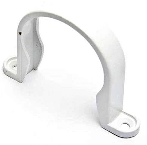 Pack of 2 x White Gutter 53mm Round DOWNPIPE Bracket RM326 for shed, Conservatory, Porch etc to Suit 75mm Mini guttering NOT for Standard 68MM House downpipes