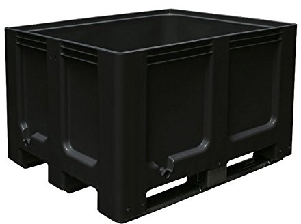 BRB Palettenbox mit 3 Kufen, LxBxH 1200x1000x760 mm, geschlossen, PE-HD, lebensmittelecht (schwarz)