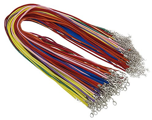 Perlin 20stk Halsband Halskette Velour Lederband Schmuckband Set Mix Kette mit Karabinerverschluss und Verlängerungskette Band 2,5mm Wachs Halsketten für DIY Schmuck Herstellung C6 x2