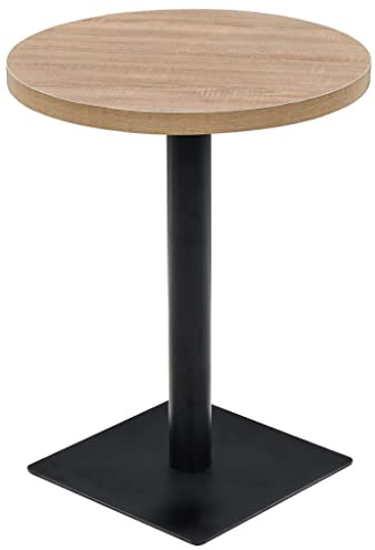 vidaXL Bistro Table MDF and Steel Round 60x75 cm Oak Colour