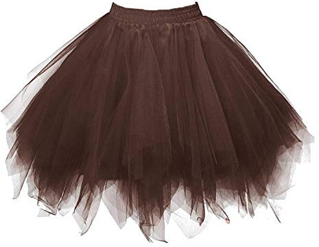 ChicWind Karneval Damen 80er bergröße Puffy Tüllrock Tütü Röcke Tüll Petticoat(MEHRWEG), XL/XXL/XXXL, Braun
