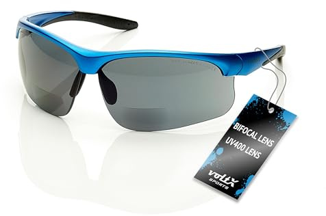 voltX Constructor Ultimate Säkerhetsglasögon för bärare av bifokala läsglasögon (blå ram, rökglas, diopter +3.0) CE-certifierad EN166FT - UV400-linser