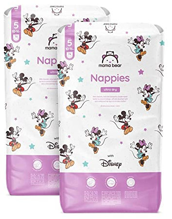 Amazon-Marke: Mama Bear Disney Ultra Dry Windeln Größe 5 (10-16 kg) - MONATSBOX, Weiß, 152 Stück (2 Packungen mit 76)