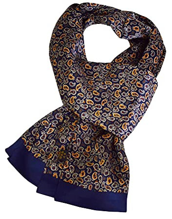 UK_Stone Klassisch 100% Seide Paisley Blumen Krone Diamant Doppelschicht Halstuch Herren Schal 12MM