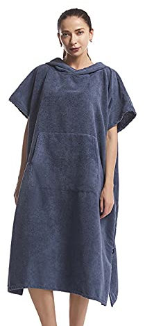 RONGJJ Surf-Poncho Frottee Badeponcho Erwachsene, Surf-Poncho Damen Baumwolle Sporthandtuch, Badeponcho Damen Mikrofaser Badetuch Für Surfen, Strand, Badehandtuch, Navy Blue