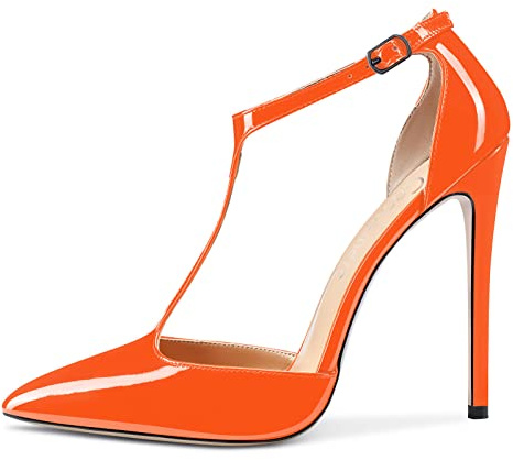 Castamere Femmes Haut High Aiguille Talon Heel Fermé Pointu Bout Escarpins T-Strap Lanières Cheville Sandales Clear Dress Mariage Chaussures