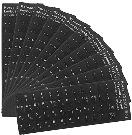 Mobestech Tastaturaufkleber Mehrsprachige Aufkleber 10 Stück Schwarz PVC Laptop Tastaturabdeckung für Notebook Computerschutz Student Kompatibel mit Stück und Laptoptastaturen