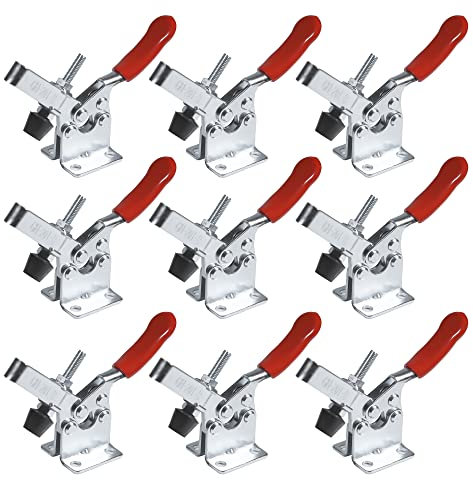 10 Pcs Vertical Toggle Clamp 201B, 198Lbs Anti-Slip Toggle Clamp, Heavy Duty Horizontal Quick Release Clamp for Machine Operation Woodworking Welding