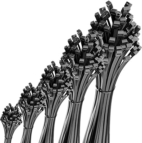 deleyCON 100 Piezas Sujetacables 250 mm x 4,8 mm (25 cm x 0,48 cm) Plástico Brida Cables Soporte de Cables Fijador de Cables Muy Alta Resistencia a los Tirones y al Desgarro para Hogar y Negocio Negro