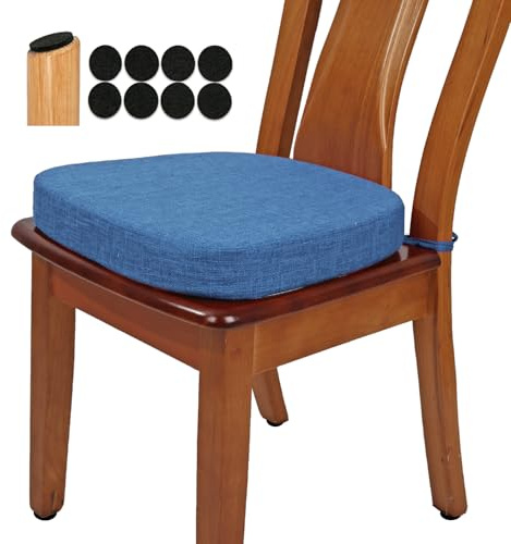 BUYUE Cojín grueso para silla de comedor de lino original de 2.5 pulgadas, cómodo cojín de espuma de alta densidad en forma de U para cocina, cojín de asiento antideslizante para interiores (1 pieza,