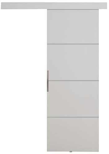KIER FURNITURE Schiebetür Komplettset - MALIBU - Tür mit Laufschiene - Schiebetürsystem - Raumspartür - Innentüren - Schiebetür - Weiß 66 x 205 x 1,6 cm | Schiebetür mit stabilem System, ideal für platzsparende Aufbewahrung im Schlafzimmer, Ankleidezimmer oder Wohnzimmer