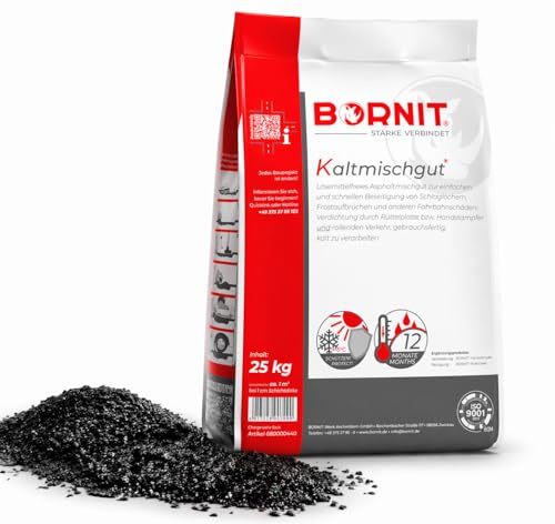 All4All Kaltasphalt 25kg Sack Straßenreparatur Asphalt Fertigmischung Asphaltreparatur Kaltmischgut Wetterbeständig