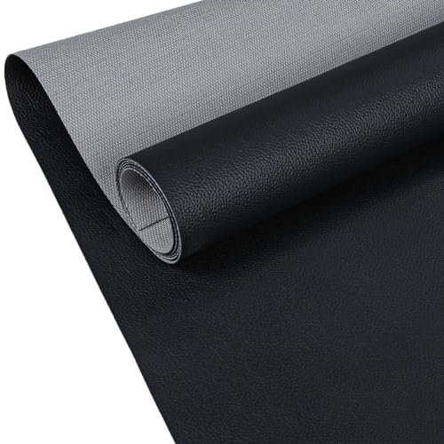ANRO Kunstleder Lederimitat Lederstoff Polsterstoff Nappaprägung Texturiert Meterware Bezugsstoff Anthrazit 120x140cm