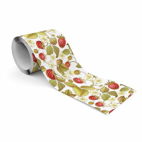 Muralo - Bordo autoadesivo – Bordo da parete – Decorazione da parete – Strisce Adesive per Pareti, Mobili, Soffitti, Carta da Parati, Rivestimenti Murali, Porte – Fragole Colorate – Larghezza 10