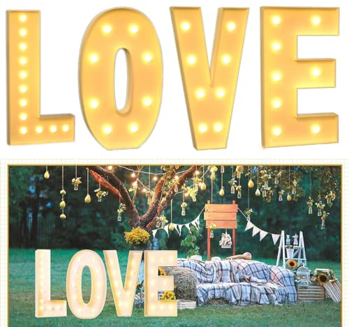 SQWHIIY Giant Marquee LOVE LED Letters Valentine's Day LED Light Sign 2.3 ft /3 ft /4 ft Tall KT Foam Board Light up LOVE Sign for Anniversary Wedding Party Decor (Color : LOVE, Size : 120CM/47inch)