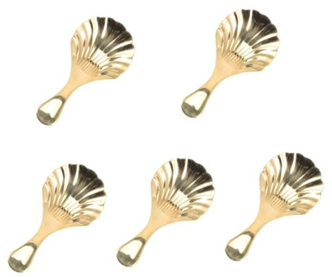 MAGICLULU 5pièces Cuillère à Thé Laiton Artisanale Scoop à Thé Pure Traditionnelle Accessoire Pratique pour Maison Et Restaurant