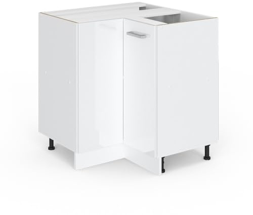Vicco Eckschrank für Hausrat R-Line, Weiß Hochglanz, 75.6 cm | mit Tür, ohne Arbeitsplatte, zur Aufbewahrung von Haushaltsutensilien und Vorräten