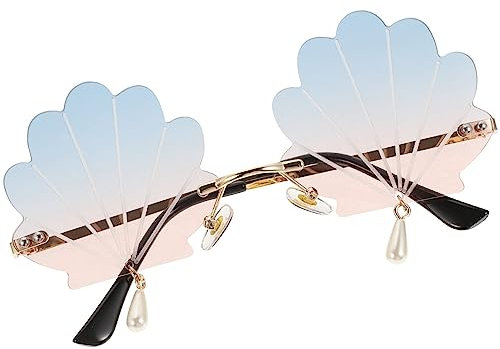 VALICLUD Randlose Sonnenbrille Muschelförmige Sonnenbrille Metallsonnenbrille Modische Sonnenbrille Für Foto-Requisiten Party