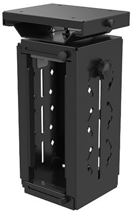 Soporte CPU Bajo Mesa,Soporte de Mesa para PC,180°giratorio,Ajustables,Adecuado para la mayoría de las cajas de la computadora,la capacidad de carga máxima es de 15 kg,Negro/Blanco,2 tamaños