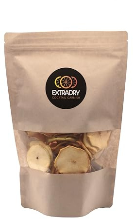 Extra dry - Mela disidratata per cocktail, 160 g | 60-68 fette di mele secche | Frutta secca 100% naturale | cocktail, decorazione, pasticceria, bevande, dolci e pasticceria senza zucchero