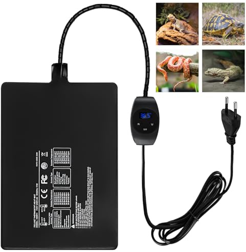 GOMETY Tapis chauffant pour reptiles, terrarium, avec thermostat, étanche, sûr, réglable, 15 x 20 cm, pour reptiles, lézards, gecko, serpents, tortues, araignées