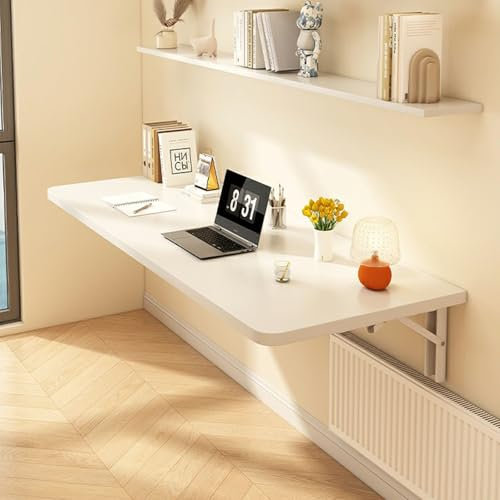 NOBBAT Wandklapptisch Wandschreibtisch Esstisch mit Drop-Leaf Klappbarer Wandtisch aus Holz, Esstisch Küche, platzsparender Hängetisch zum Lernen. Tragfähigkeit 60 kg(Weiß,80x30cm)