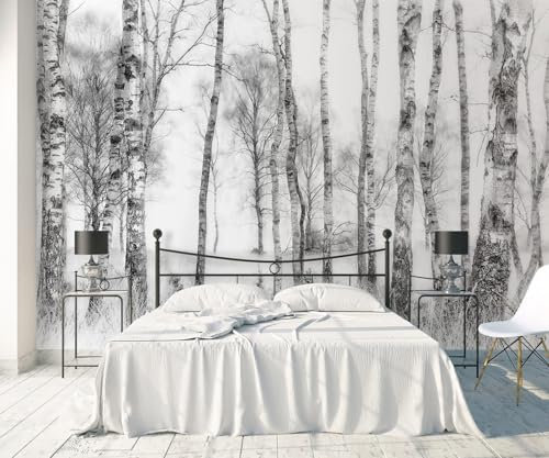 songqians Wallpaper 3D Mural Black and White Tree Forest Photo Mural Home Decor for Living Room and Bedroom -S015-350cmx250cm