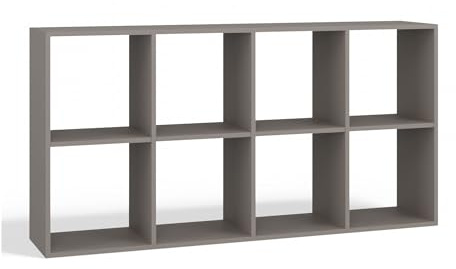 CDF Bücherregal Standregal Würfelregal 8 Fächer Raumteiler Spielzeugregal Modernes Büroregal Aktenregal Aufbewahrung Sideboard Kinderzimmer Wohnzimmer Lowboard 147 x 75 x 30 cm - Lehm (grau)