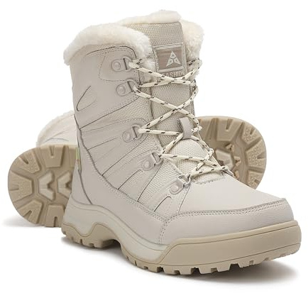 ZPAWDH Femme Bottes de Neige Fourrure Doublé Chaud Outdoor Antidérapantes D'hiver Bottines Beige 40EU