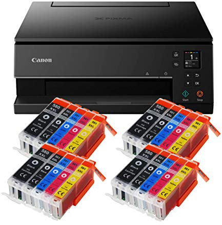 IC-Office TS6350a Farbtintenstrahl-Multifunktionsgerät All-in-One 3-in-1 (Drucker, Scanner, Kopierer, USB, WLAN, Apple AirPrint) Schwarz + 20 XXL Tintenpatronen