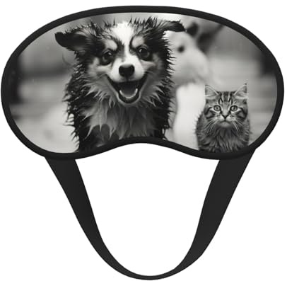 Regenmaske mit Katzen- und Hunde-Aufdruck, Schlafmaske, weicher Komfort, Augenschatten, Verdunkelung, Augenmaske, Reisen, Camping