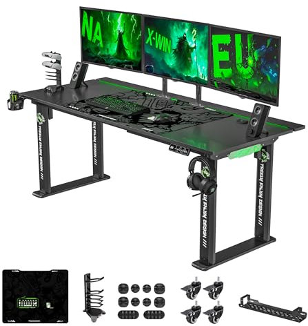 X-WIN 71 4-Leg Electric Standing Gaming Desk with Flip-Top Cable Tray