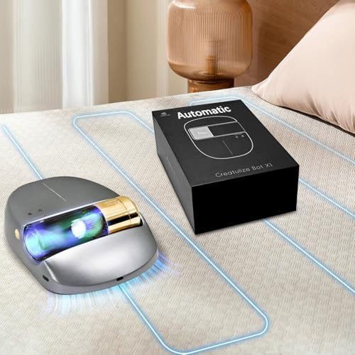 CREATULIZE Automatischer Bettstaubsauger mit Smart Navigation, Keine App erforderlich, 14AW, Kanten-Sensing-Technologie & 55dB Ultra-leises Design, für Betten, Matratze, Teppiche & Sofas Tierhaare