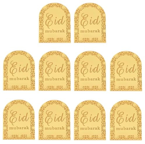 Dinntty Eid Mubarak Cupcake-Topper, 10 Stück, Ramadan Cupcake-Topper, Acryl-Spiegel-Kuchen-Topper Für Islamische Muslimische Party-Dekoration