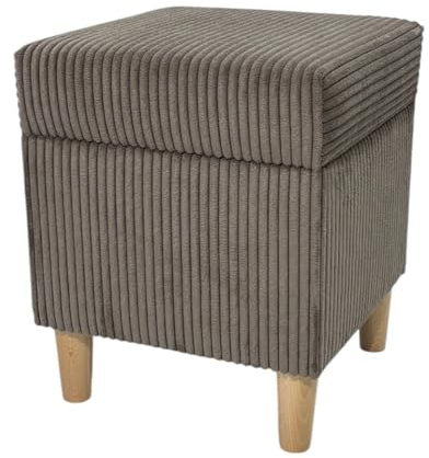 Leo4dog Sitzhocker mit Stauraum aus Cord Fußbank Polsterhocker N 35x35x42 (Braun)