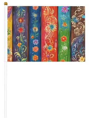 Lot de 6 et 10 drapeaux colorés en bois, bannières sur bâton, petits drapeaux pour défilés, fêtes, bars, anniversaires